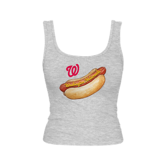 Women's Tiny Turnip Gray Washington Nationals Emmy Hot Dog Tri-Blend Tank Top
