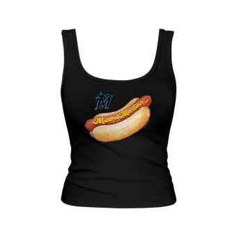 Women's Tiny Turnip Black Miami Marlins Emmy Hot Dog Tri-Blend Tank Top