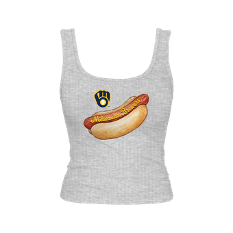 Women's Tiny Turnip Gray Milwaukee Brewers Emmy Hot Dog Tri-Blend Tank Top