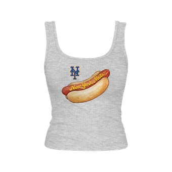 Women's Tiny Turnip Gray New York Mets Emmy Hot Dog Tri-Blend Tank Top