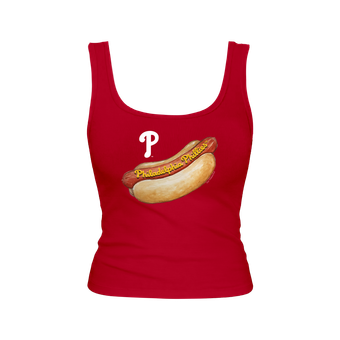 Women's Tiny Turnip Red Philadelphia Phillies Emmy Hot Dog Tri-Blend Tank Top