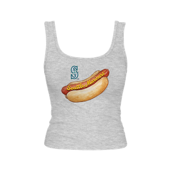 Women's Tiny Turnip Gray Seattle Mariners Emmy Hot Dog Tri-Blend Tank Top