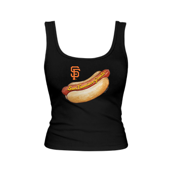 Women's Tiny Turnip Black San Francisco Giants Emmy Hot Dog Tri-Blend Tank Top