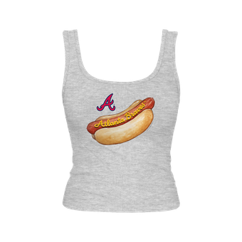 Women's Tiny Turnip Gray Atlanta Braves Emmy Hot Dog Tri-Blend Tank Top