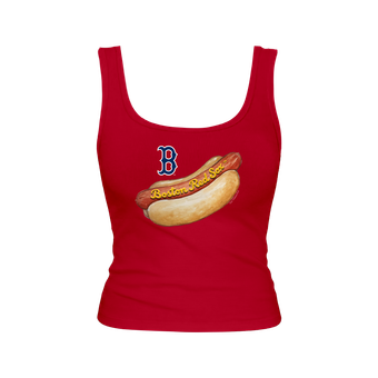 Women's Tiny Turnip Red Boston Red Sox Emmy Hot Dog Tri-Blend Tank Top