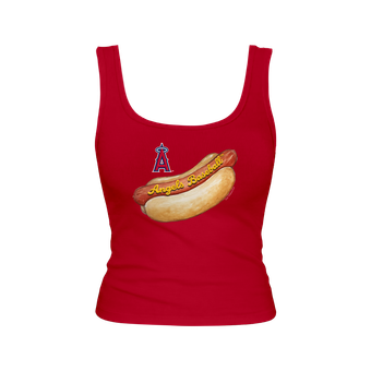 Women's Tiny Turnip Red Los Angeles Angels Emmy Hot Dog Tri-Blend Tank Top