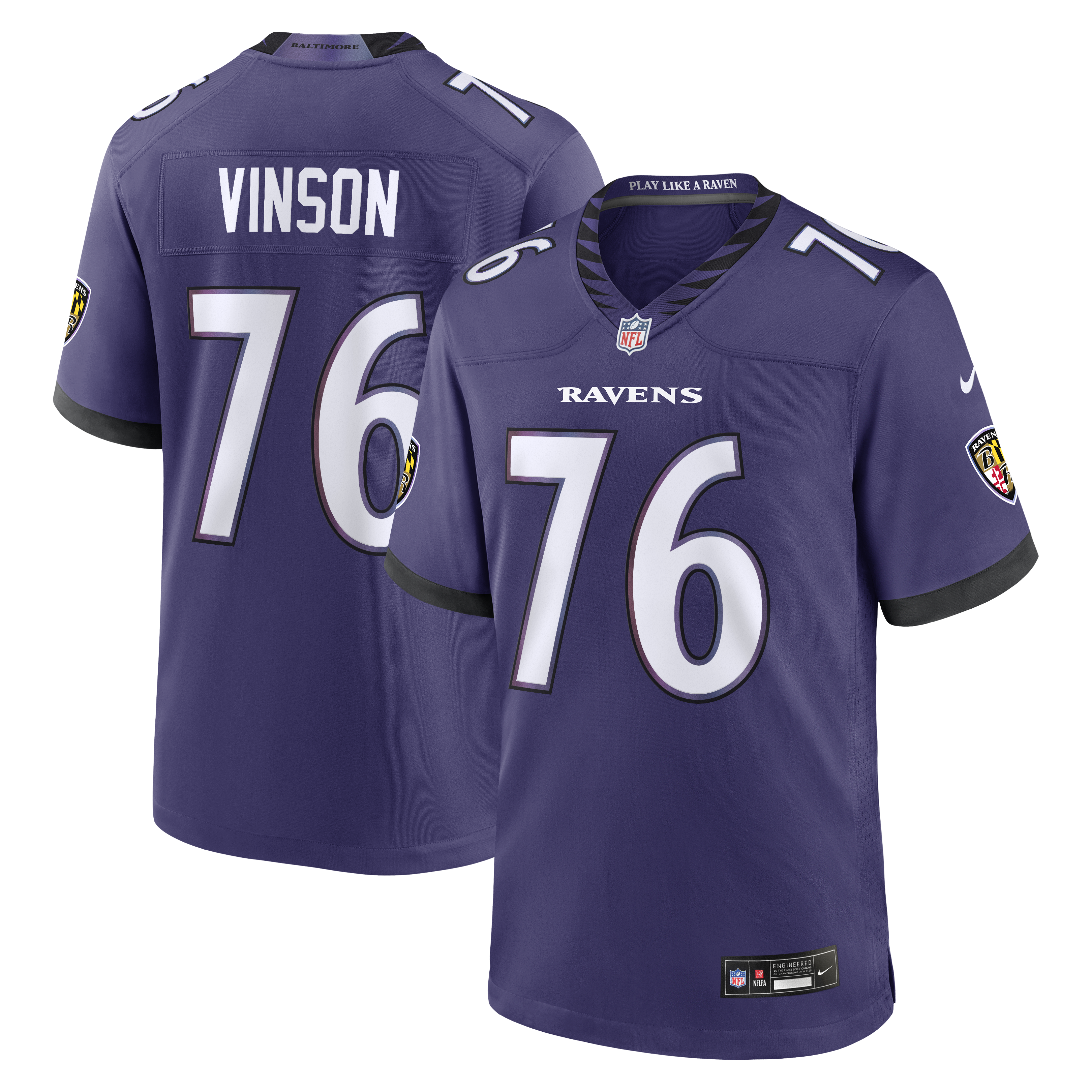 Men's Nike Carson Vinson Purple Baltimore Ravens Team Game Jersey