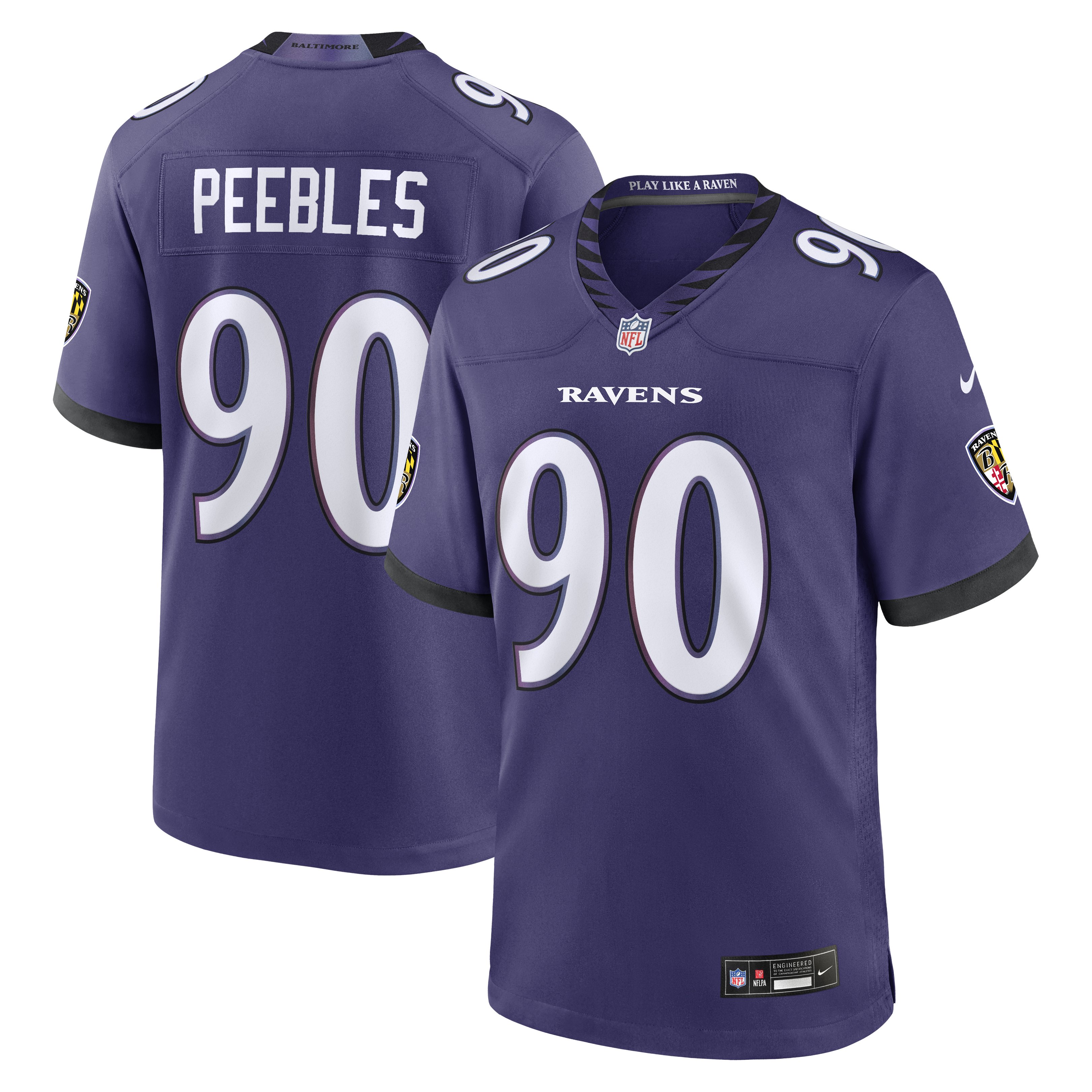 Men's Nike Aeneas Peebles Purple Baltimore Ravens Team Game Jersey
