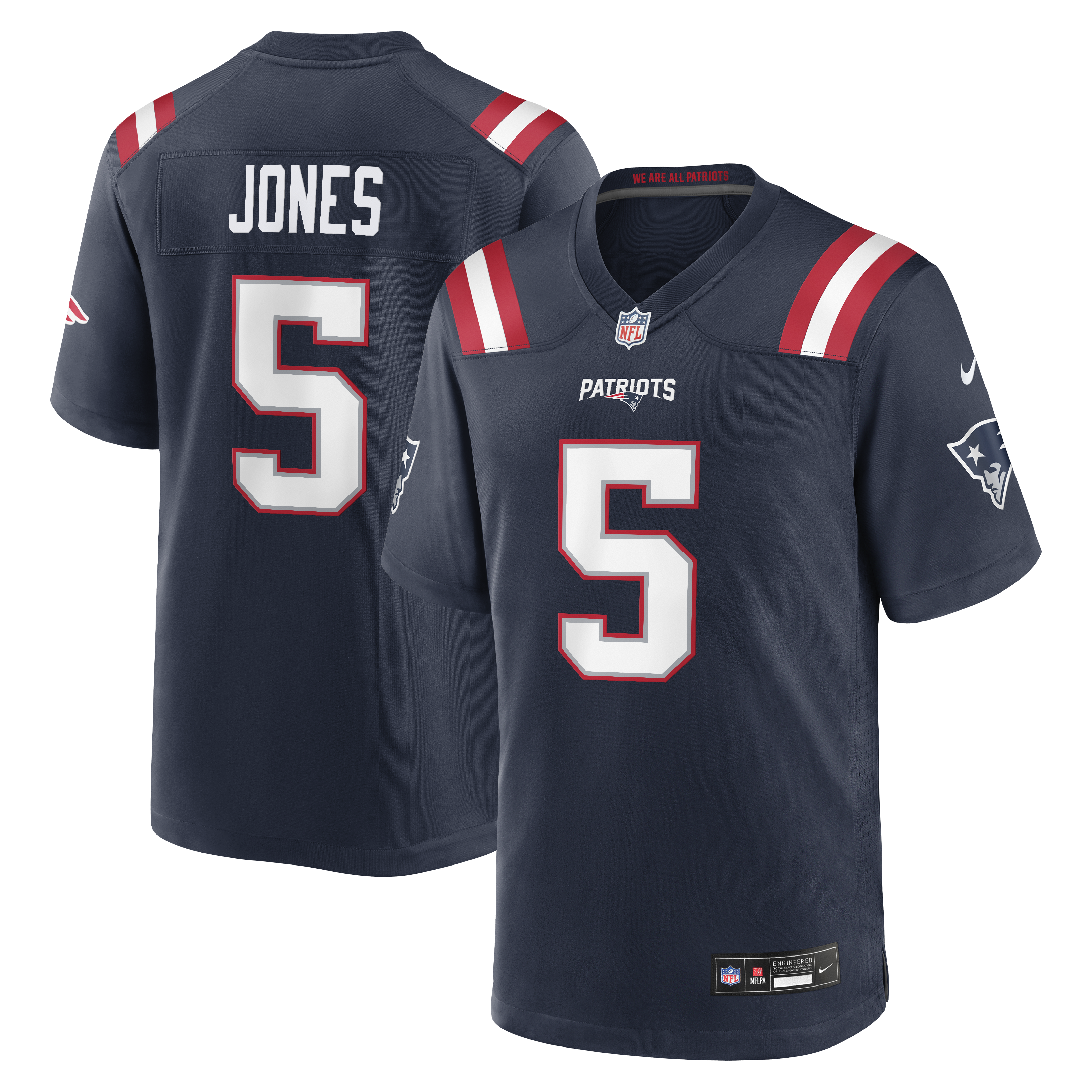 Men's Nike Dre'Mont Jones Navy New England Patriots Team Game Jersey