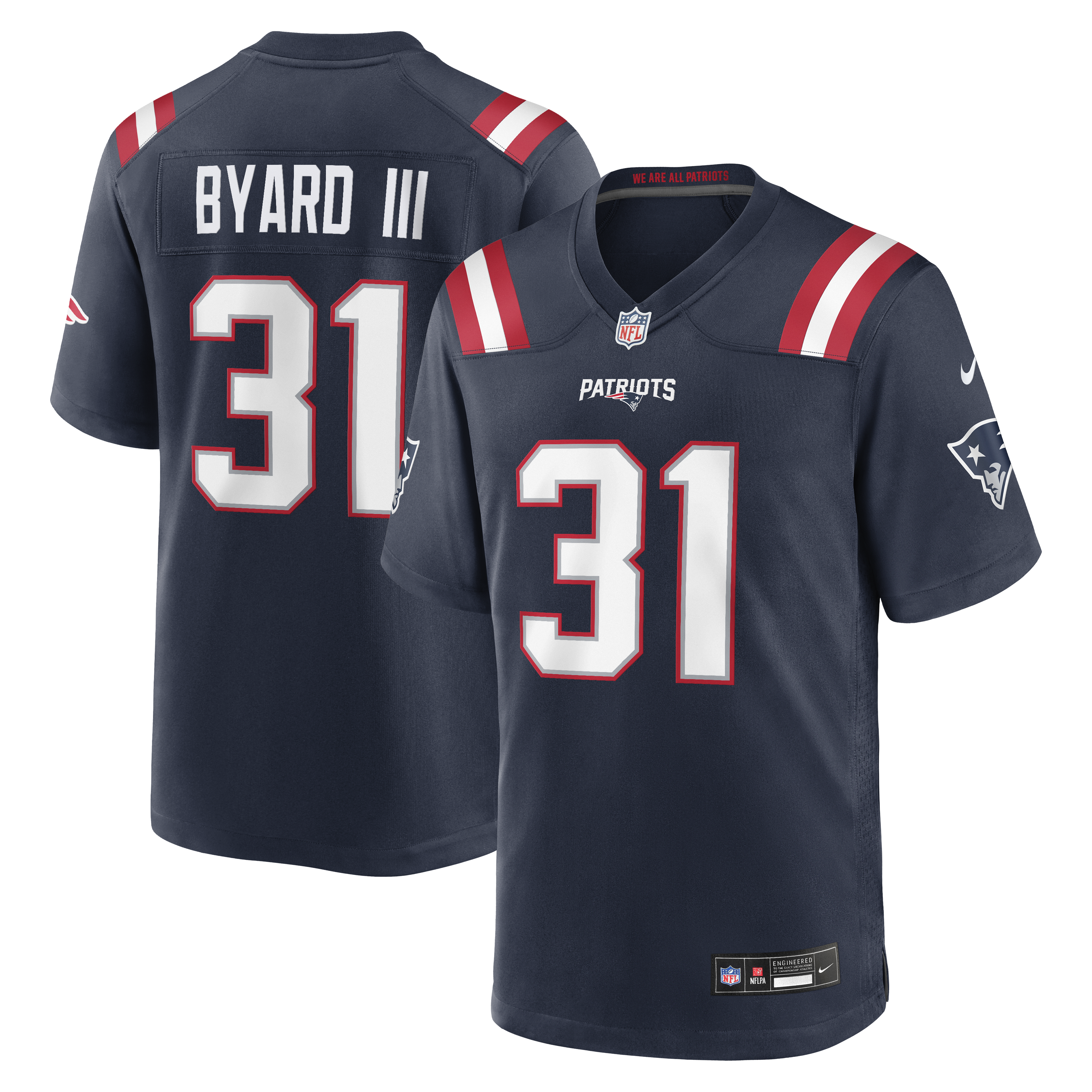 Men's Nike Kevin Byard III Navy New England Patriots Team Game Jersey