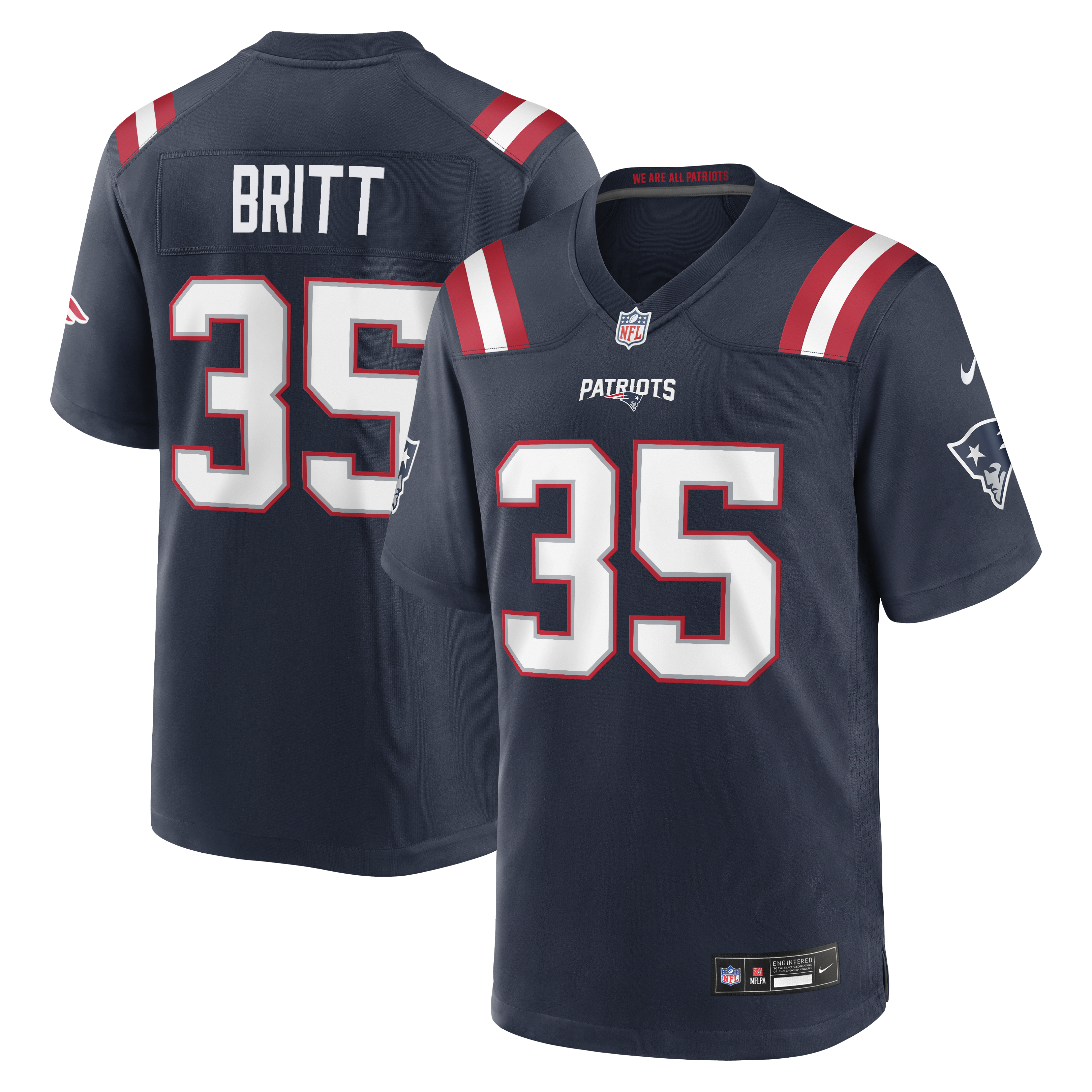 Men's Nike K.J. Britt Navy New England Patriots Team Game Jersey