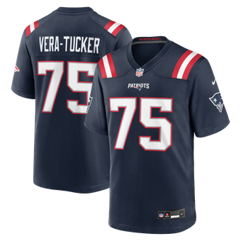 Men's Nike Alijah Vera-Tucker Navy New England Patriots Team Game Jersey