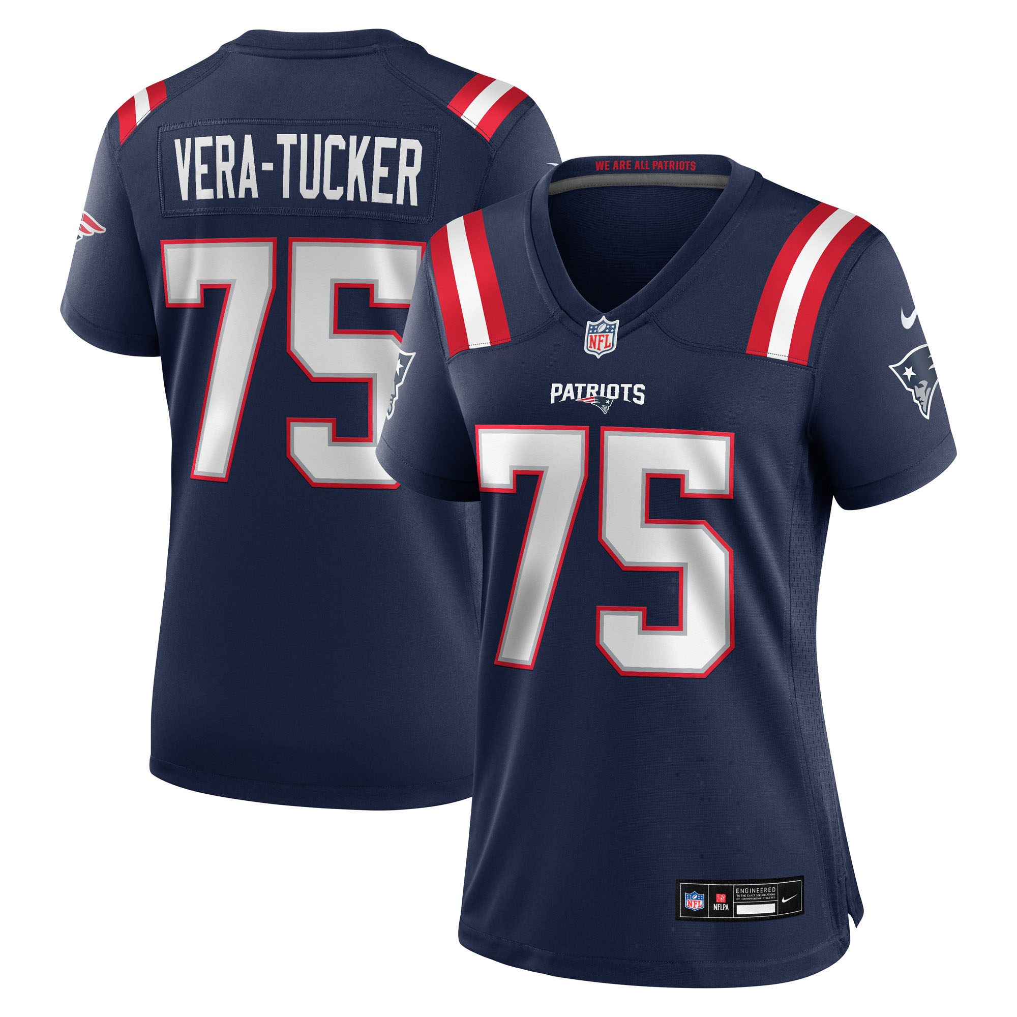 Women's Nike Alijah Vera-Tucker Navy New England Patriots Team Game Jersey
