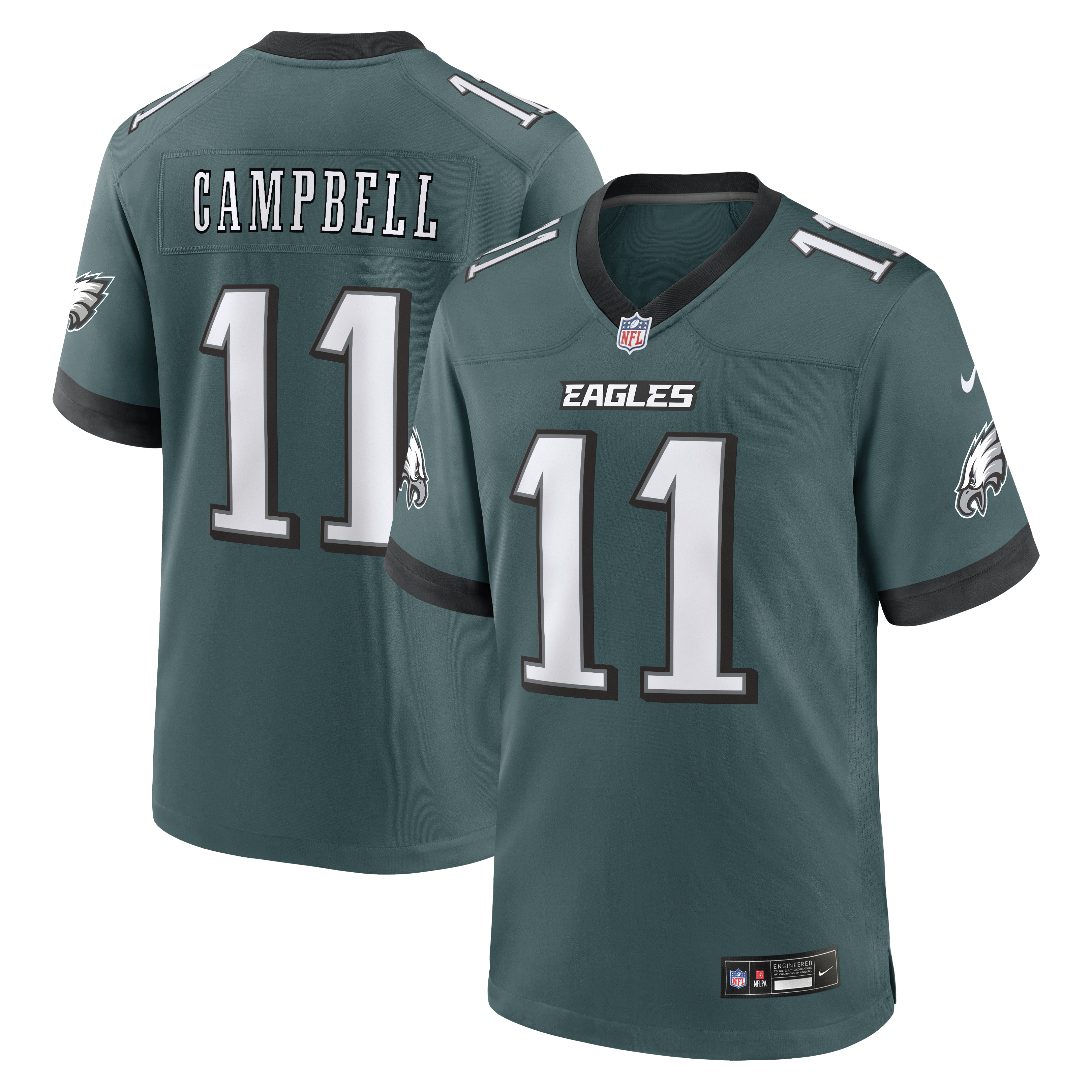 Men's Nike Jihaad Campbell Midnight Green Philadelphia Eagles Team Game Jersey