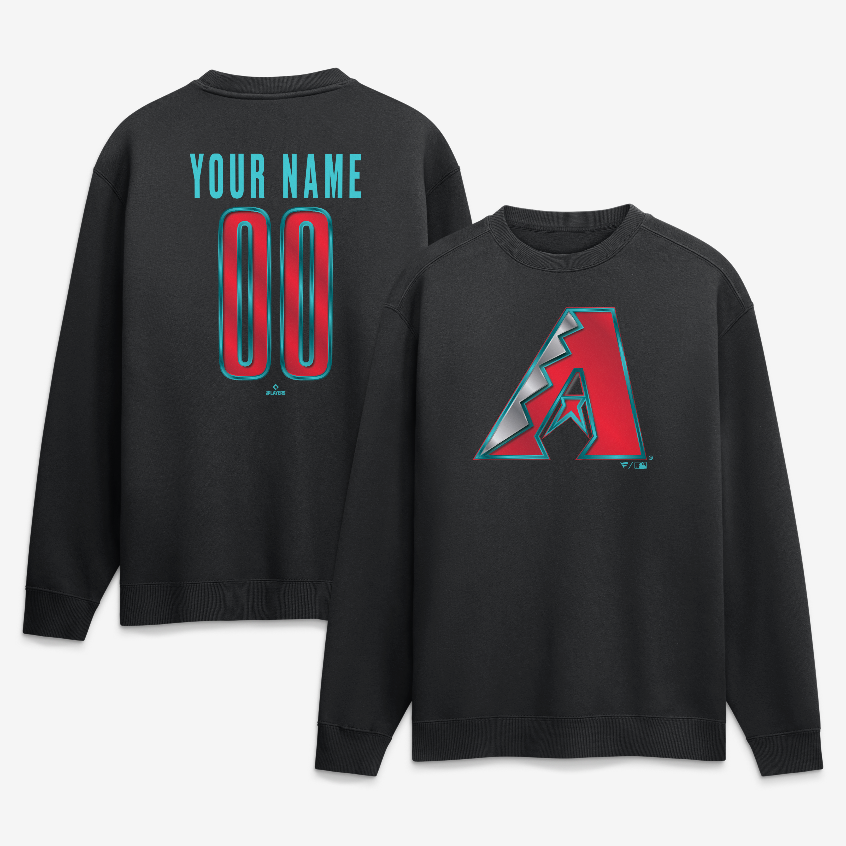 Men's Black Arizona Diamondbacks  Metallic Mascot Personalized Name & Number Sweatshirt
