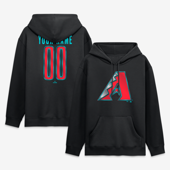 Men's Black Arizona Diamondbacks  Metallic Mascot Personalized Name & Number Hoodie