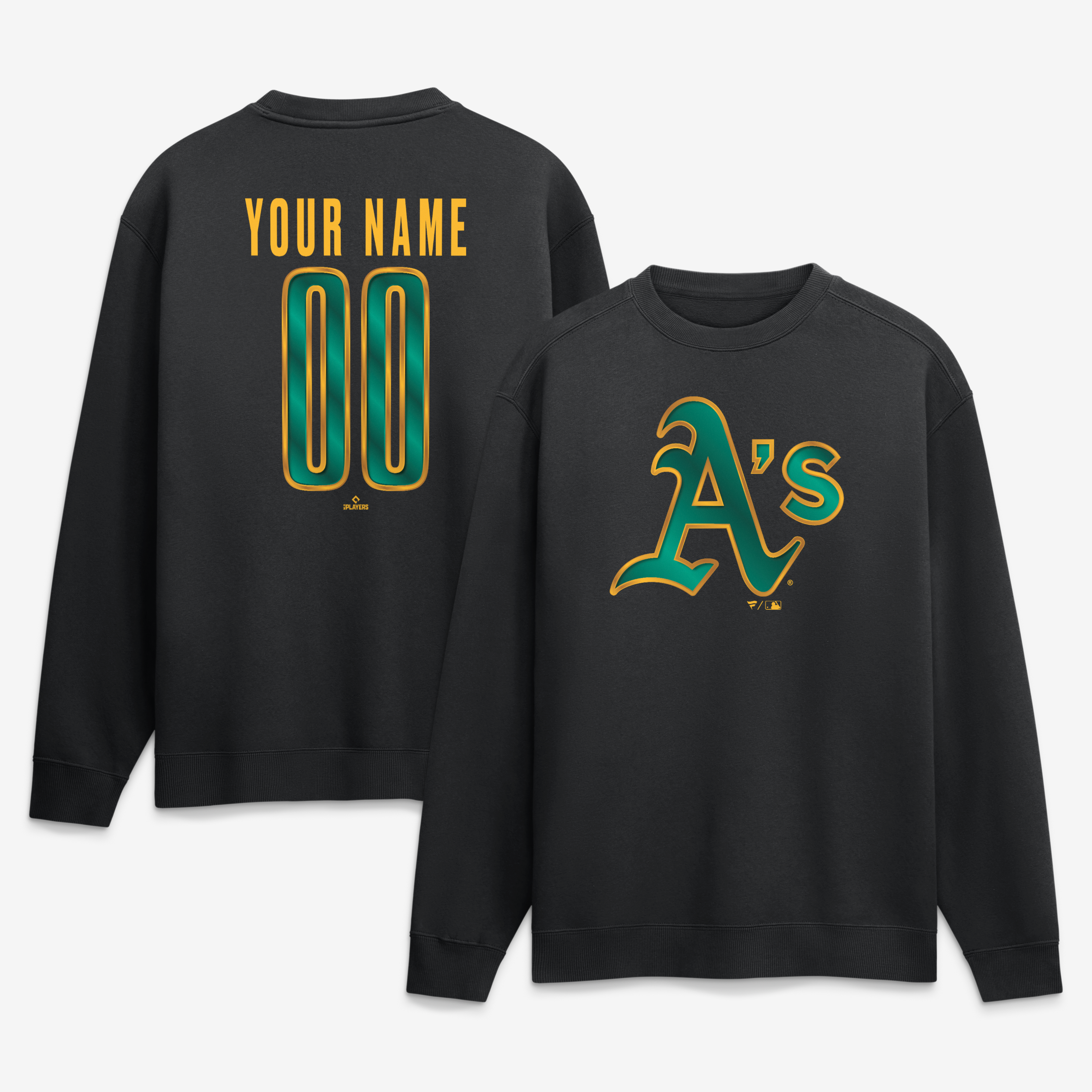 Men's Black Athletics  Metallic Mascot Personalized Name & Number Sweatshirt