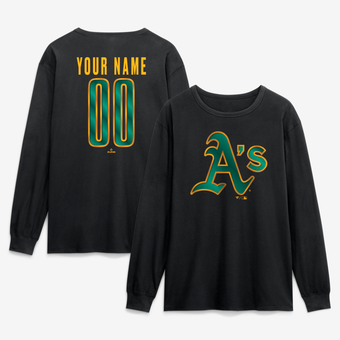 Men's Black Athletics  Metallic Mascot Personalized Name & Number Long Sleeve T-Shirt