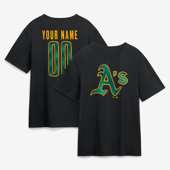 Men's Black Athletics  Metallic Mascot Personalized Name & Number T-Shirt