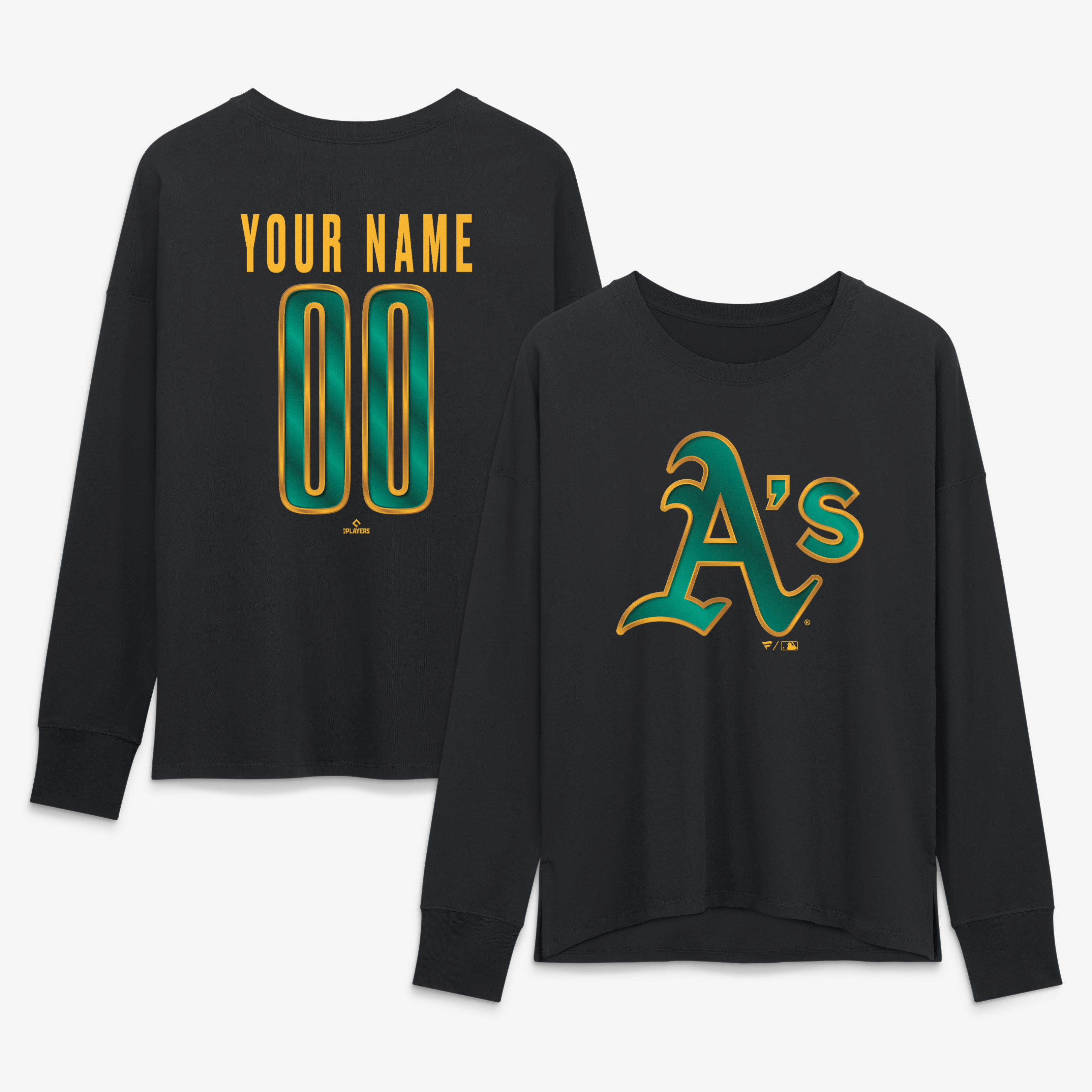 Women’s Black Athletics Metallic Mascot Personalized Name & Number Long Sleeve T-Shirt Women’s Black Athletics Metallic Mascot Personalized Name & Number Long Sleeve T-Shirt