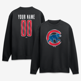 Men's Black Chicago Cubs  Metallic Mascot Personalized Name & Number Sweatshirt