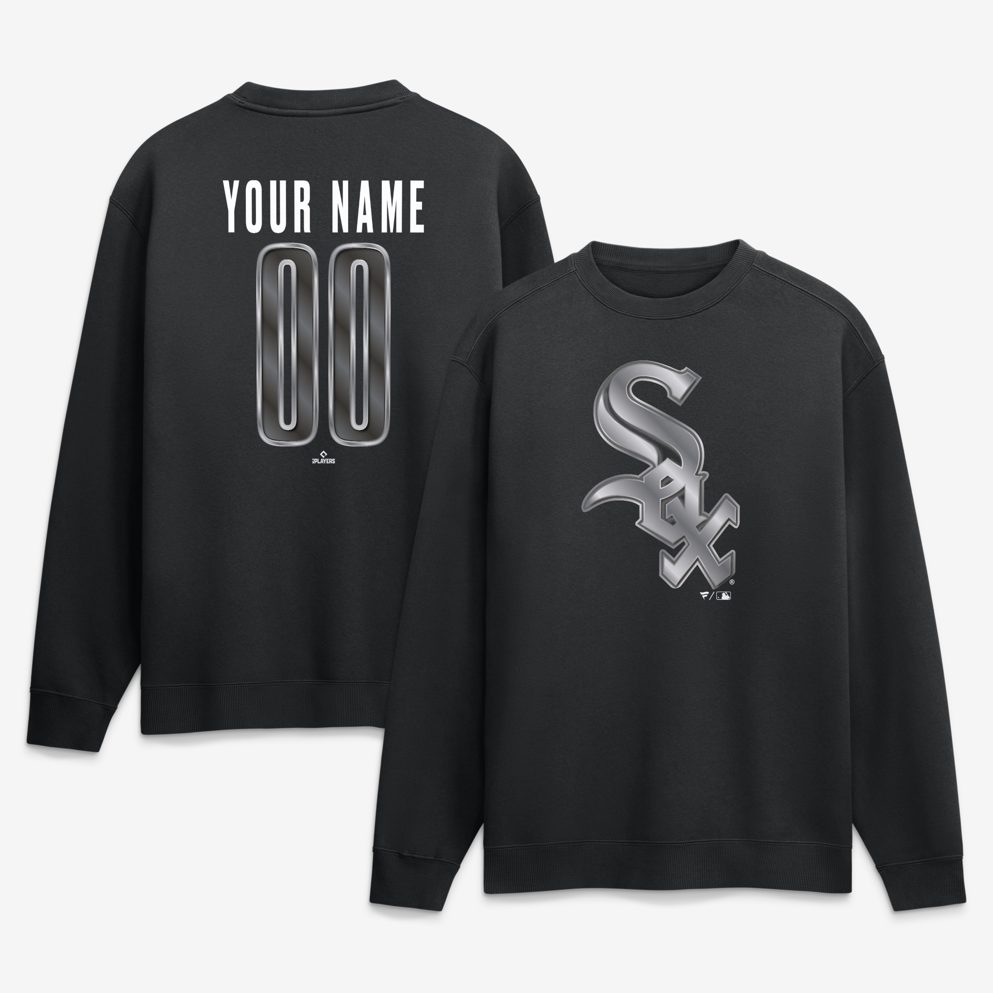 Men's Black Chicago White Sox  Metallic Mascot Personalized Name & Number Sweatshirt