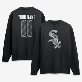 Men's Black Chicago White Sox  Metallic Mascot Personalized Name & Number Sweatshirt
