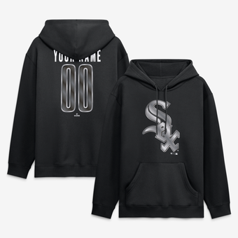 Men's Black Chicago White Sox  Metallic Mascot Personalized Name & Number Hoodie