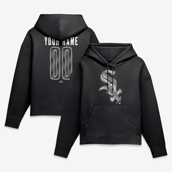 Women's Black Chicago White Sox Metallic Mascot Personalized Name & Number Hoodie