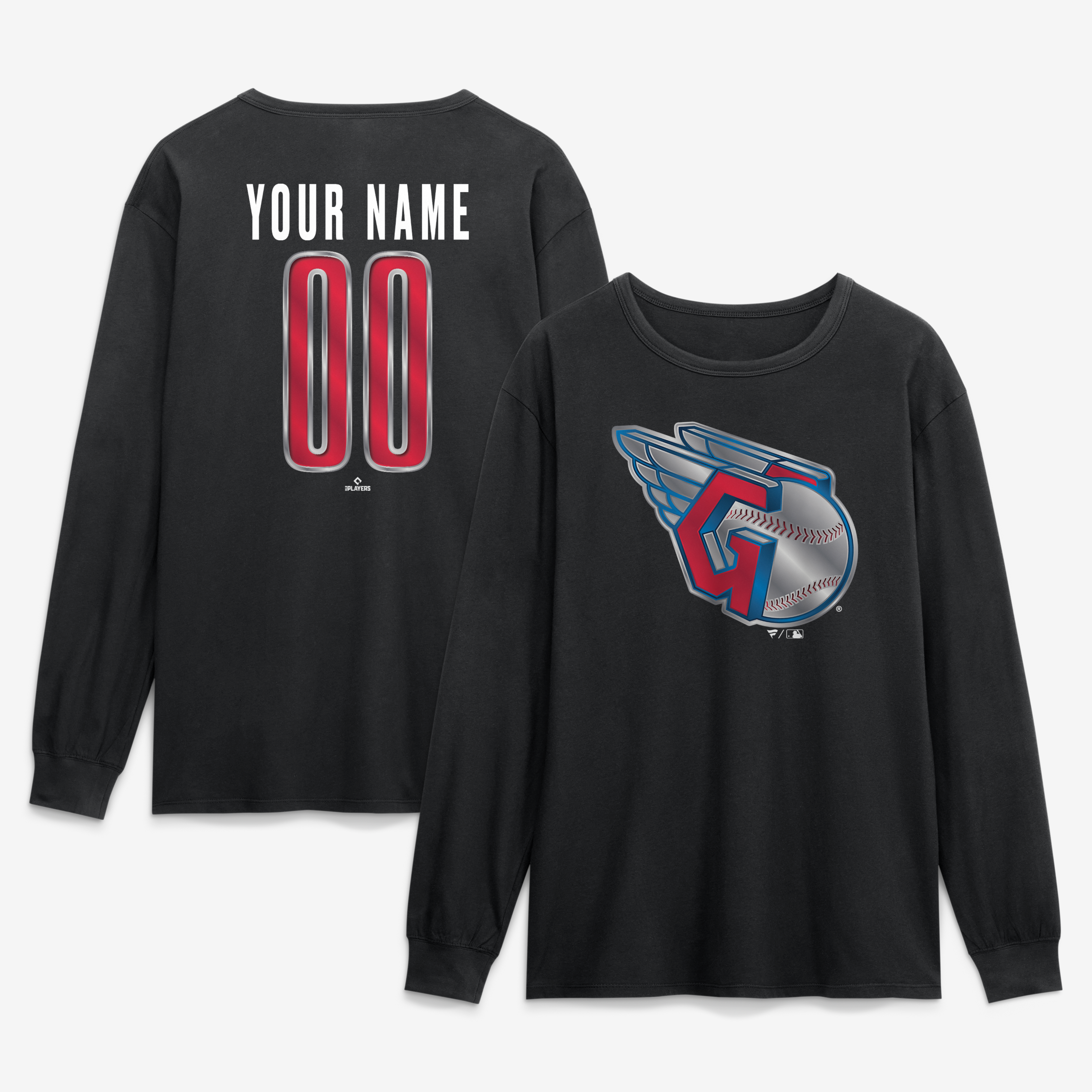 Men’s Black Cleveland Guardians Metallic Mascot Personalized Name & Number Long Sleeve T-Shirt Men’s Black Cleveland Guardians Metallic Mascot Personalized Name & Number Long Sleeve T-Shirt