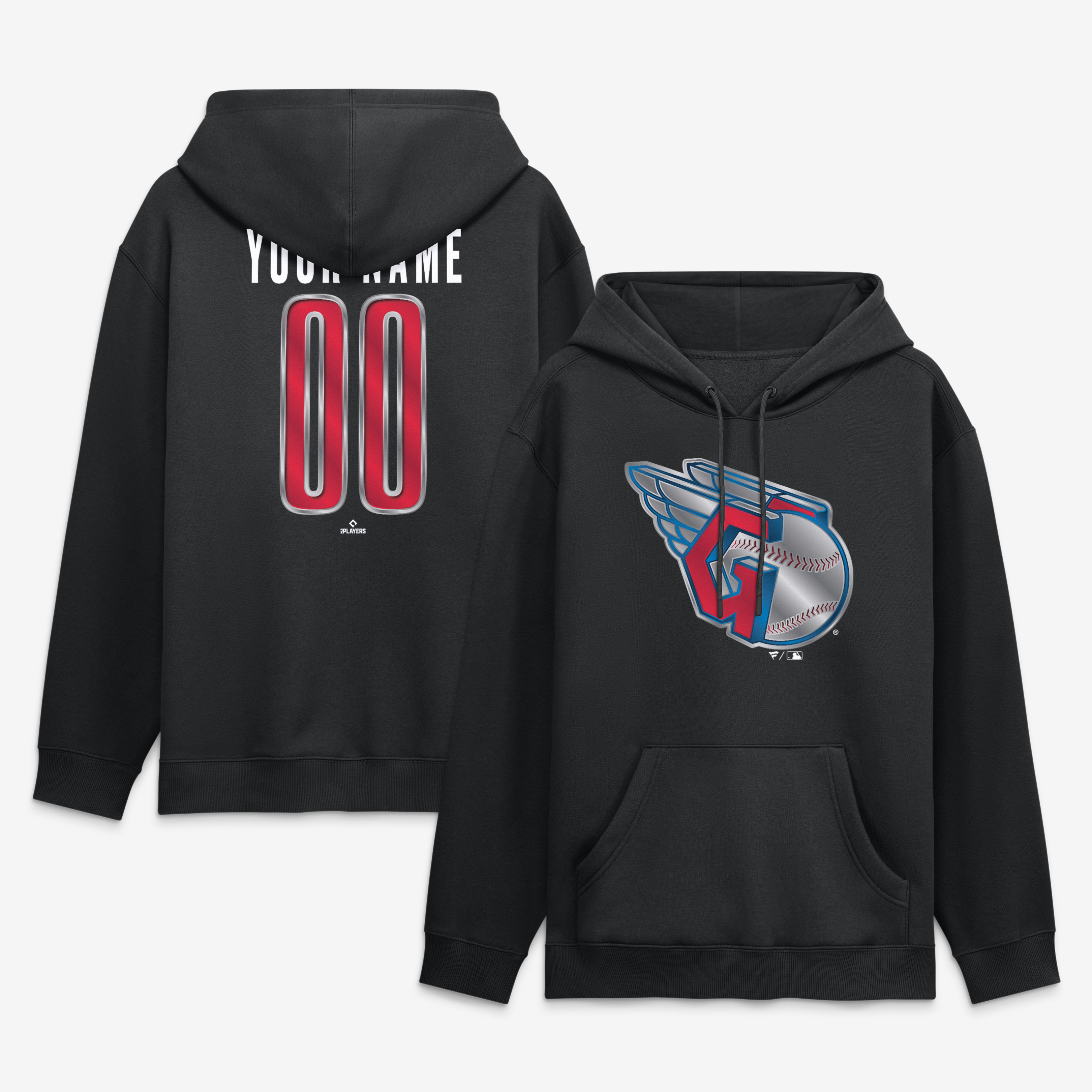 Men’s Black Cleveland Guardians Metallic Mascot Personalized Name & Number Hoodie Men’s Black Cleveland Guardians Metallic Mascot Personalized Name & Number Hoodie