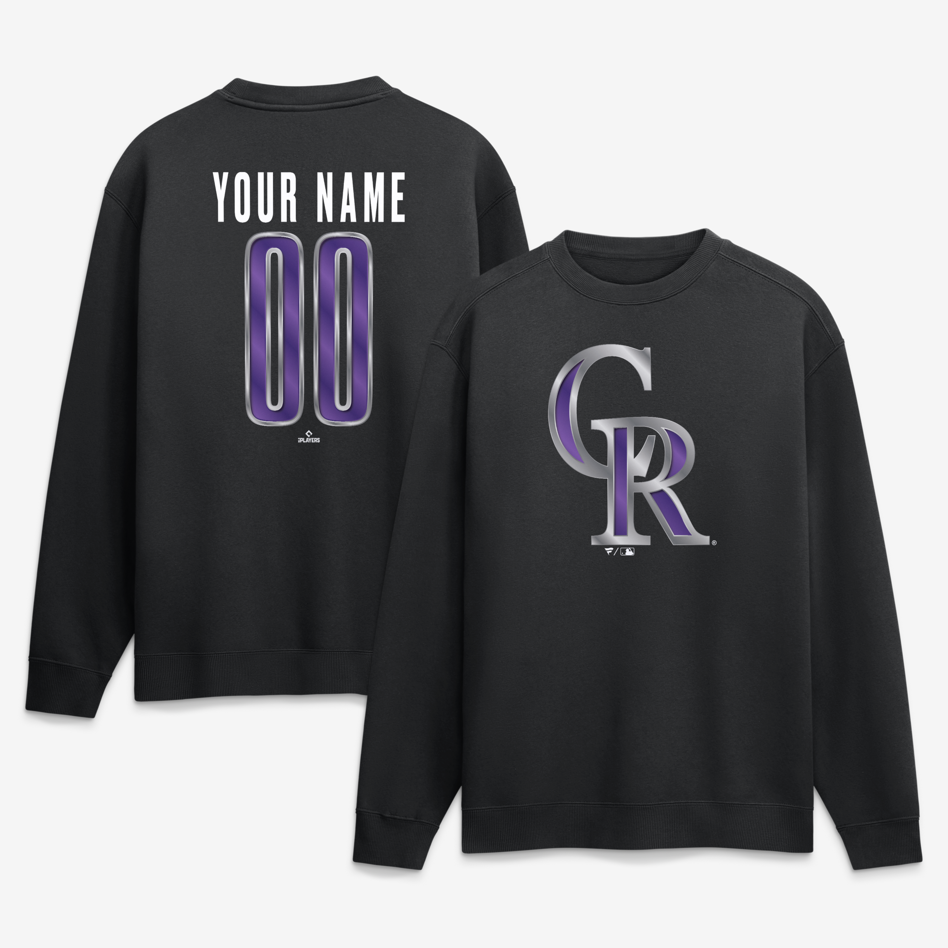 Men's Black Colorado Rockies  Metallic Mascot Personalized Name & Number Sweatshirt