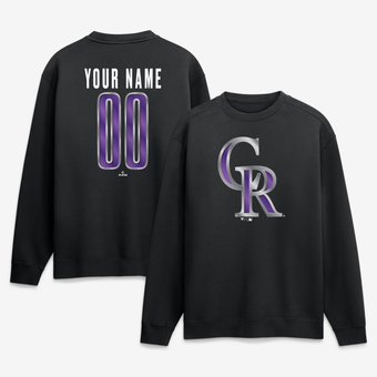 Men's Black Colorado Rockies  Metallic Mascot Personalized Name & Number Sweatshirt