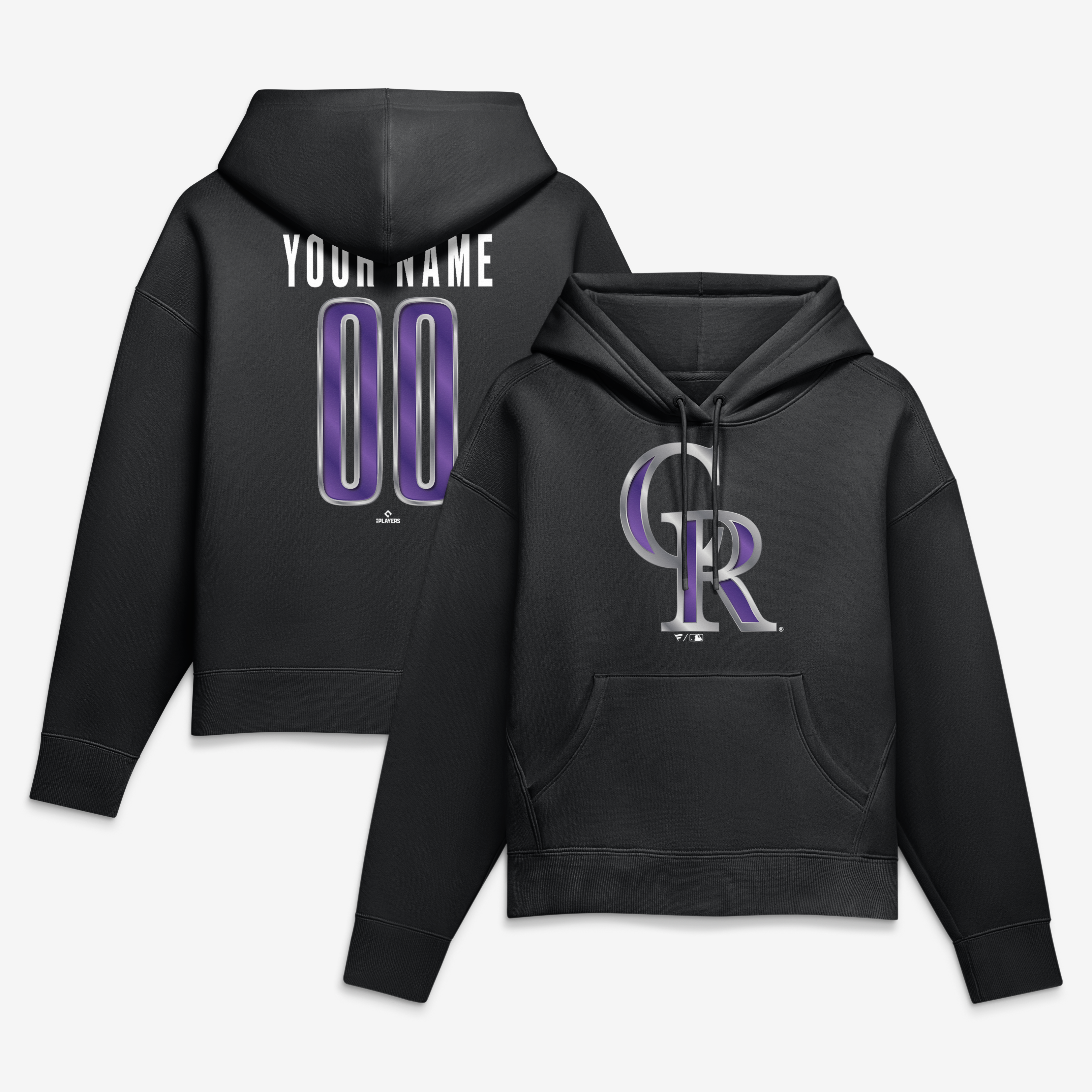 Women’s Black Colorado Rockies Metallic Mascot Personalized Name & Number Hoodie