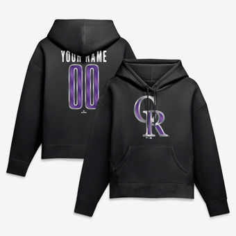 Women's Black Colorado Rockies Metallic Mascot Personalized Name & Number Hoodie