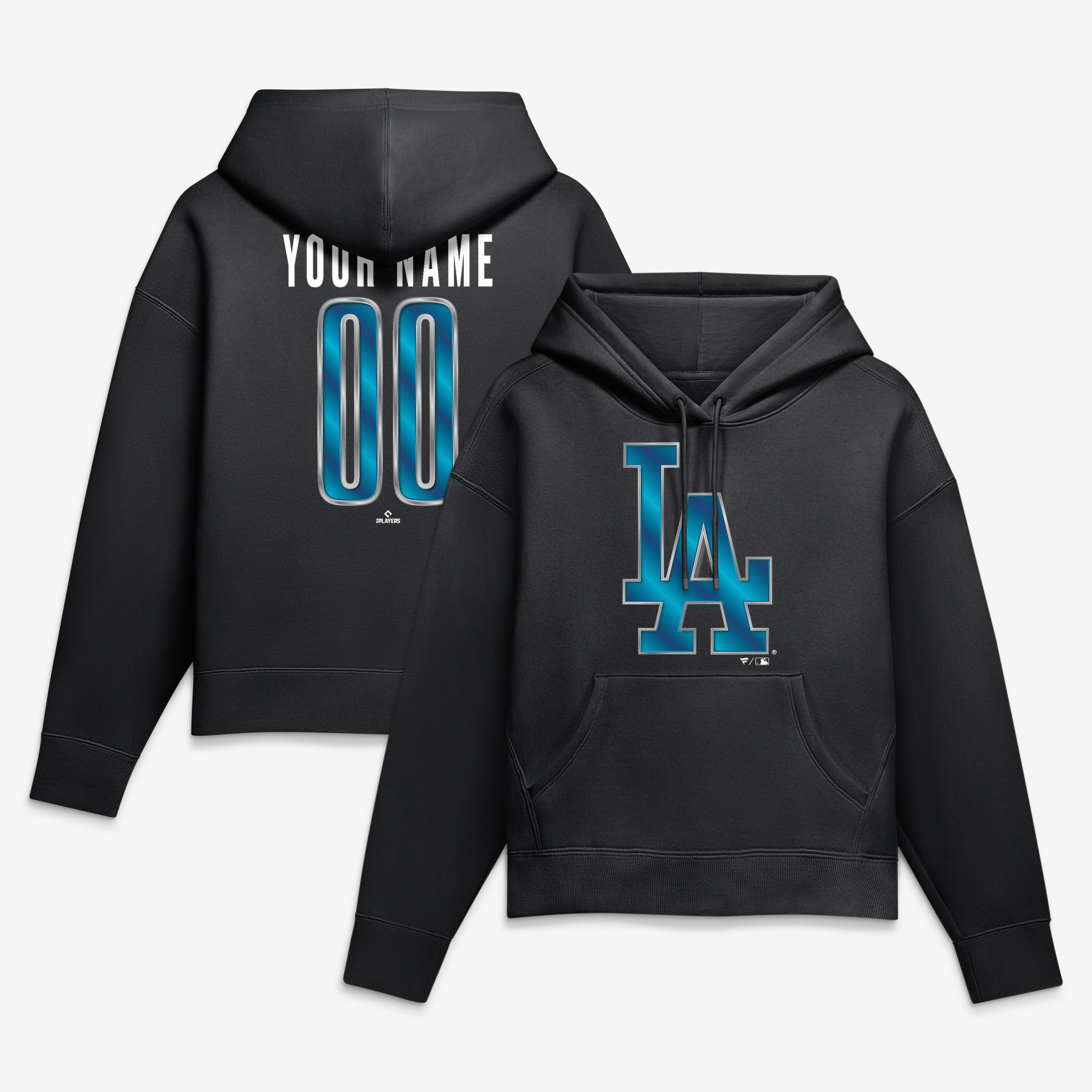 Women’s Black Los Angeles Dodgers Metallic Mascot Personalized Name & Number Hoodie Women’s Black Los Angeles Dodgers Metallic Mascot Personalized Name & Number Hoodie