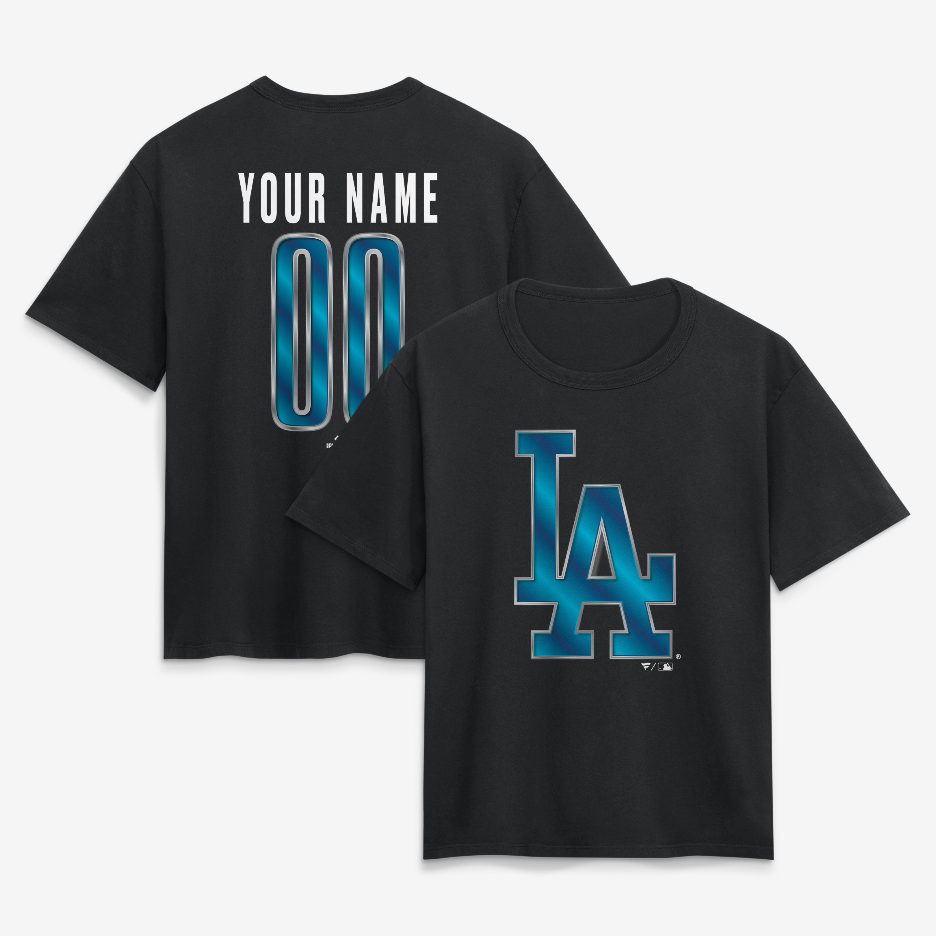 Women’s Black Los Angeles Dodgers Metallic Mascot Personalized Name & Number T-Shirt Women’s Black Los Angeles Dodgers Metallic Mascot Personalized Name & Number T-Shirt