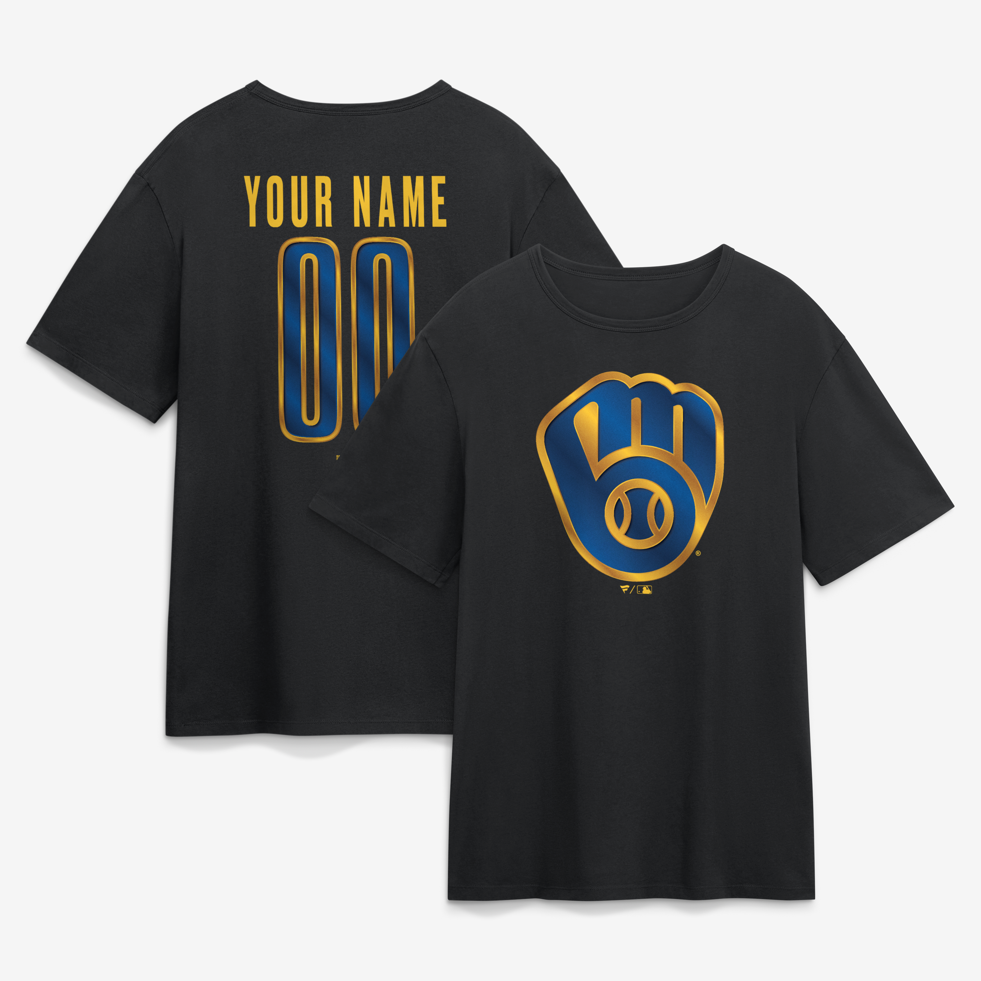 Men’s Black Milwaukee Brewers Metallic Mascot Personalized Name & Number T-Shirt Men’s Black Milwaukee Brewers Metallic Mascot Personalized Name & Number T-Shirt
