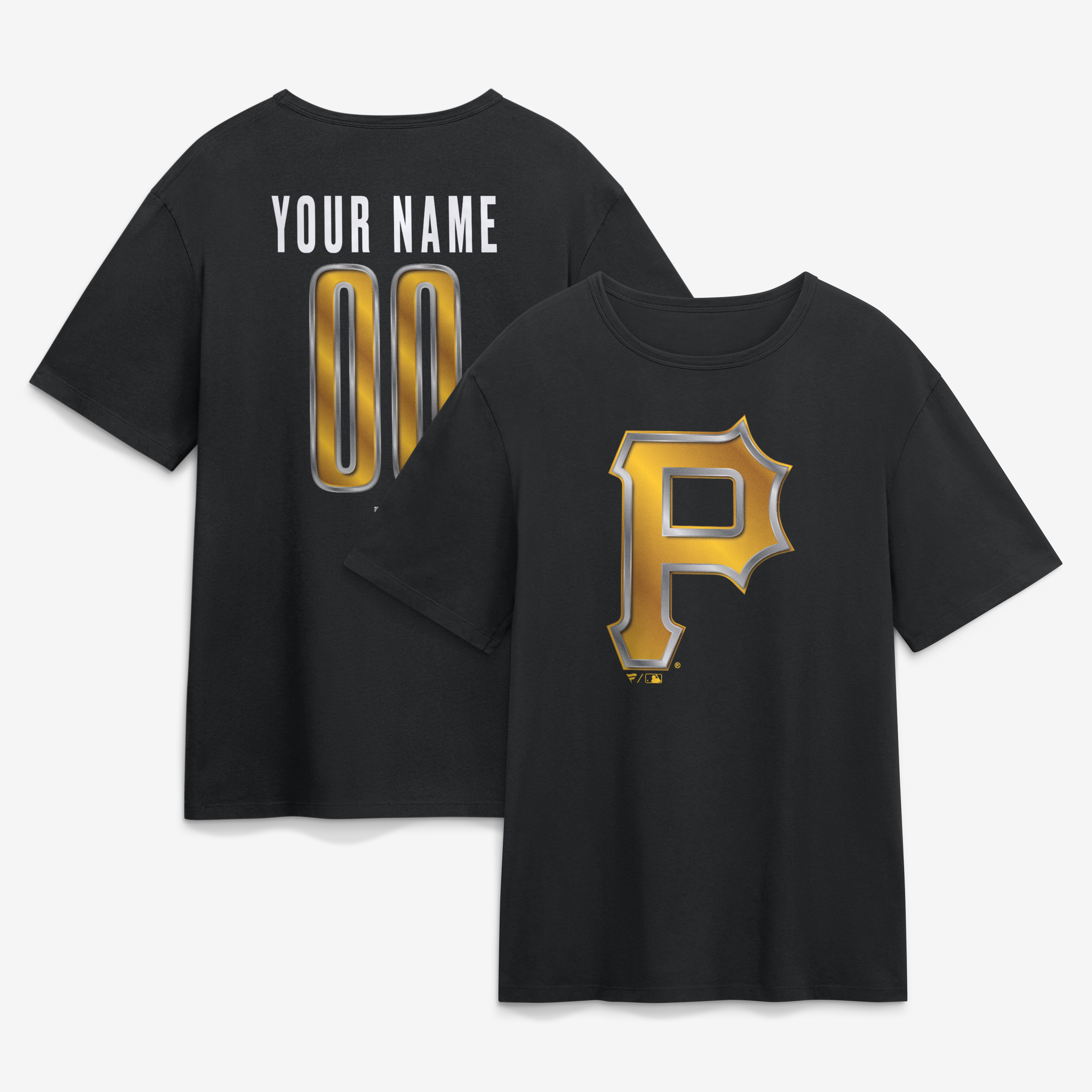 Men’s Black Pittsburgh Pirates Metallic Mascot Personalized Name & Number T-Shirt Men’s Black Pittsburgh Pirates Metallic Mascot Personalized Name & Number T-Shirt