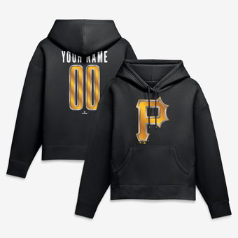 Women's Black Pittsburgh Pirates Metallic Mascot Personalized Name & Number Hoodie