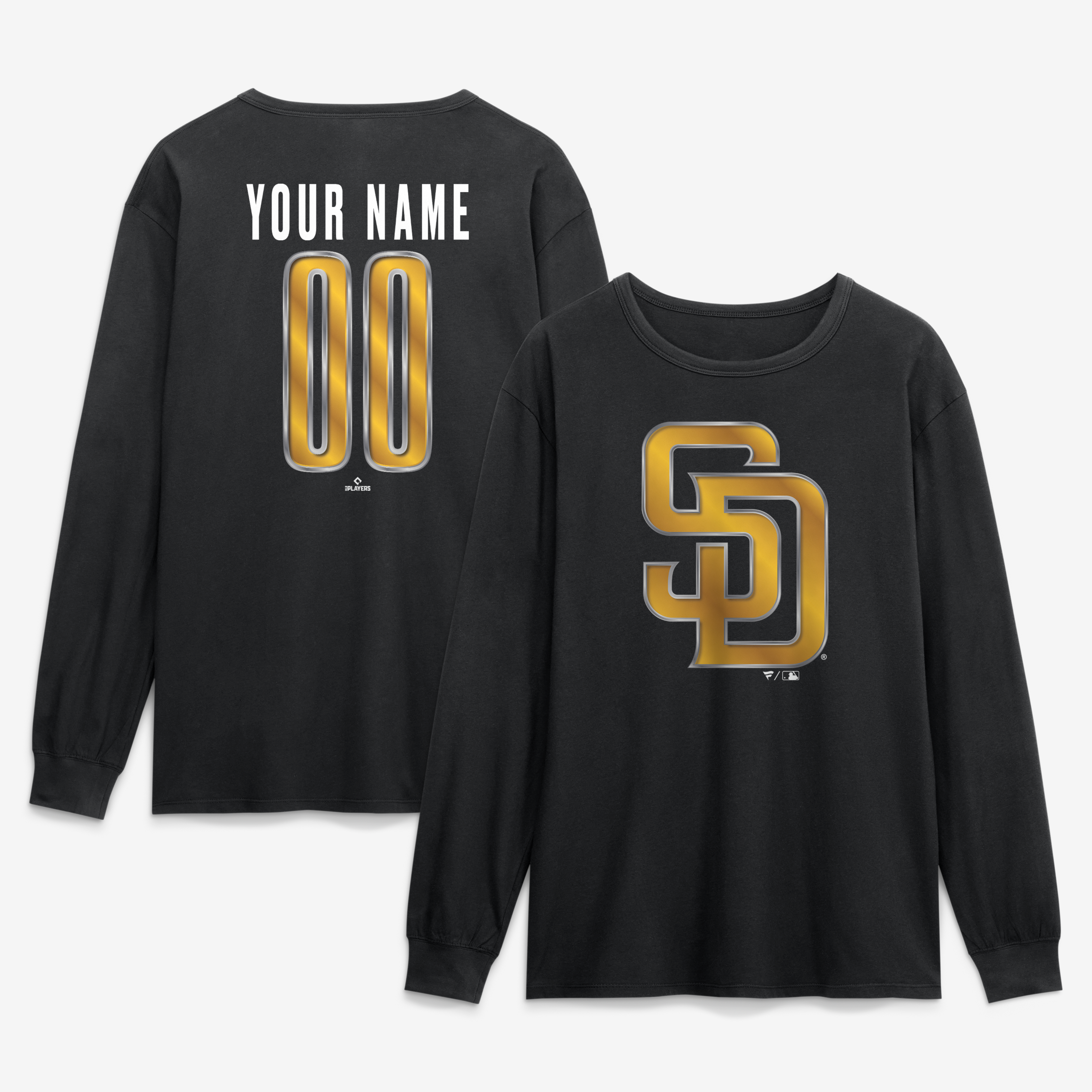 Men’s Black San Diego Padres Metallic Mascot Personalized Name & Number Long Sleeve T-Shirt Men’s Black San Diego Padres Metallic Mascot Personalized Name & Number Long Sleeve T-Shirt