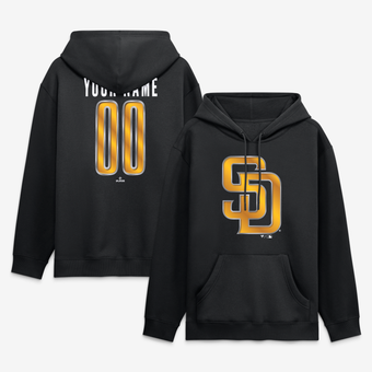 Men's Black San Diego Padres  Metallic Mascot Personalized Name & Number Hoodie