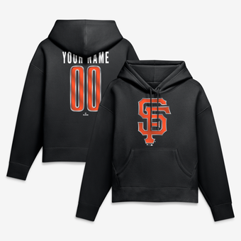 Women's Black San Francisco Giants Metallic Mascot Personalized Name & Number Hoodie