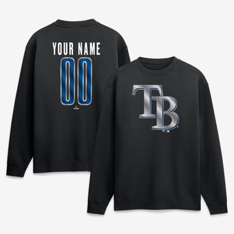 Men's Black Tampa Bay Rays  Metallic Mascot Personalized Name & Number Sweatshirt