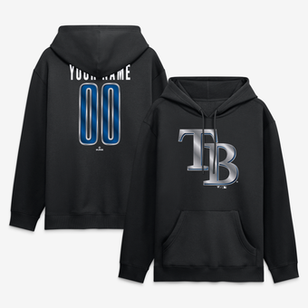 Men's Black Tampa Bay Rays  Metallic Mascot Personalized Name & Number Hoodie
