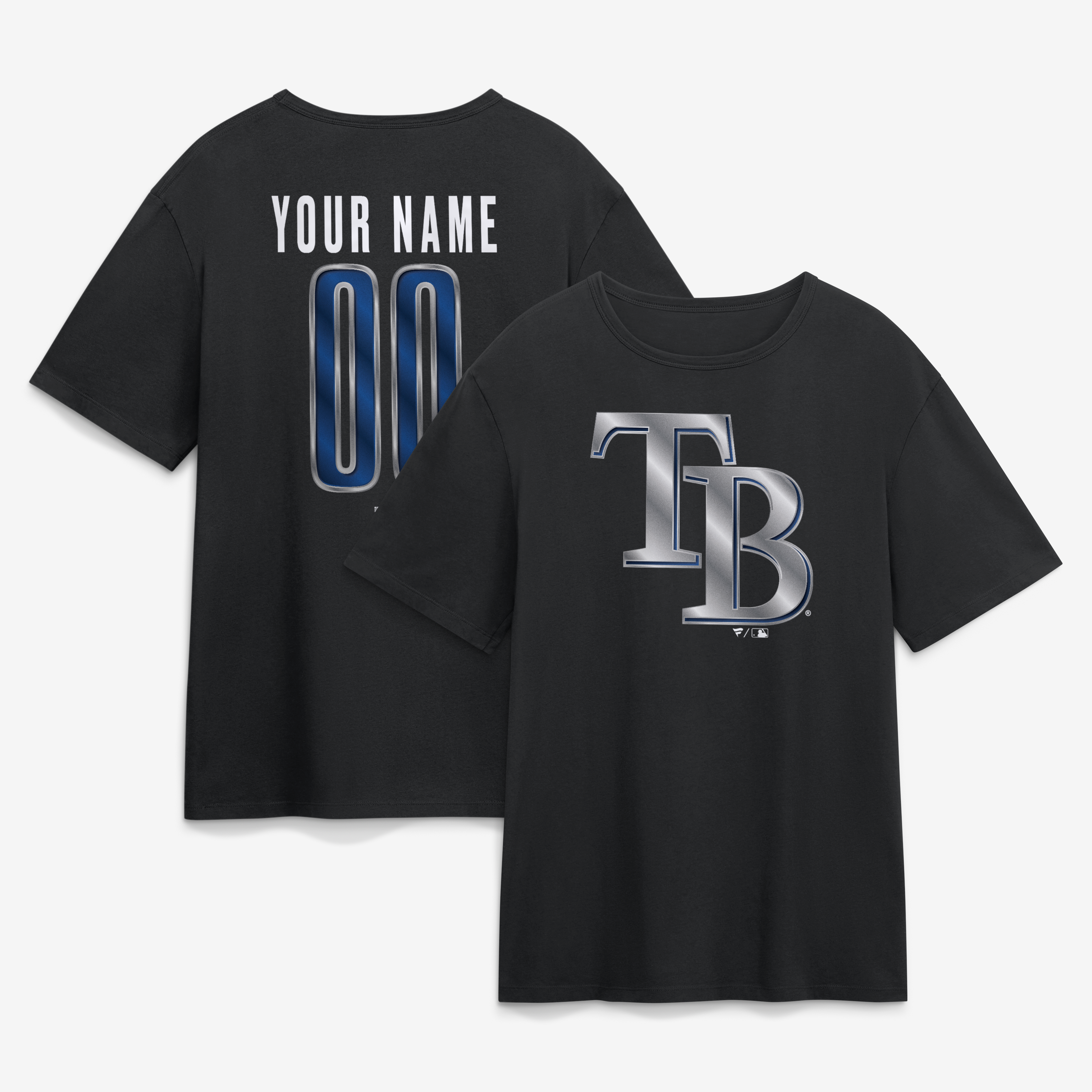 Men’s Black Tampa Bay Rays Metallic Mascot Personalized Name & Number T-Shirt Men’s Black Tampa Bay Rays Metallic Mascot Personalized Name & Number T-Shirt