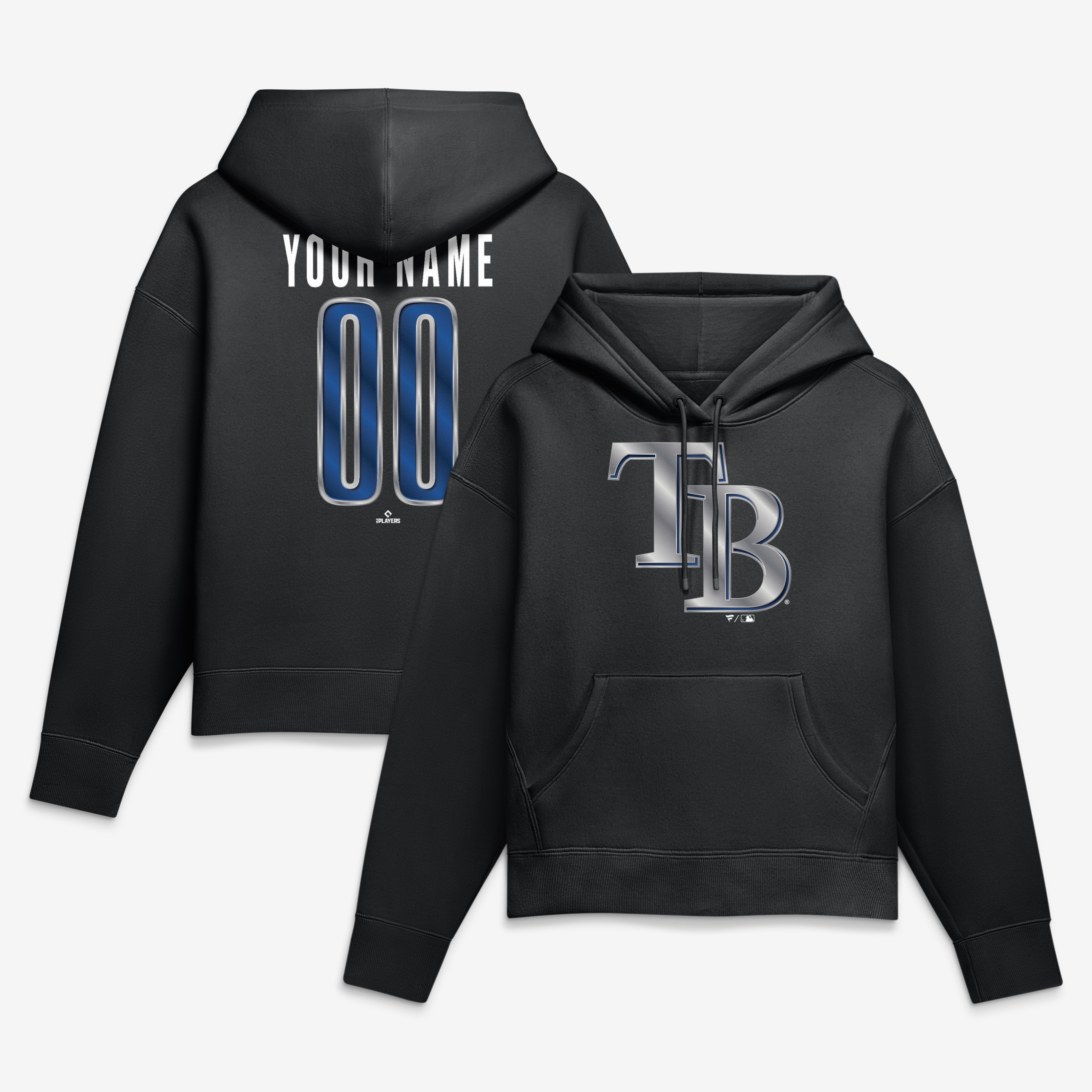 Women’s Black Tampa Bay Rays Metallic Mascot Personalized Name & Number Hoodie Women’s Black Tampa Bay Rays Metallic Mascot Personalized Name & Number Hoodie