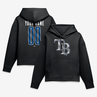 Women's Black Tampa Bay Rays Metallic Mascot Personalized Name & Number Hoodie