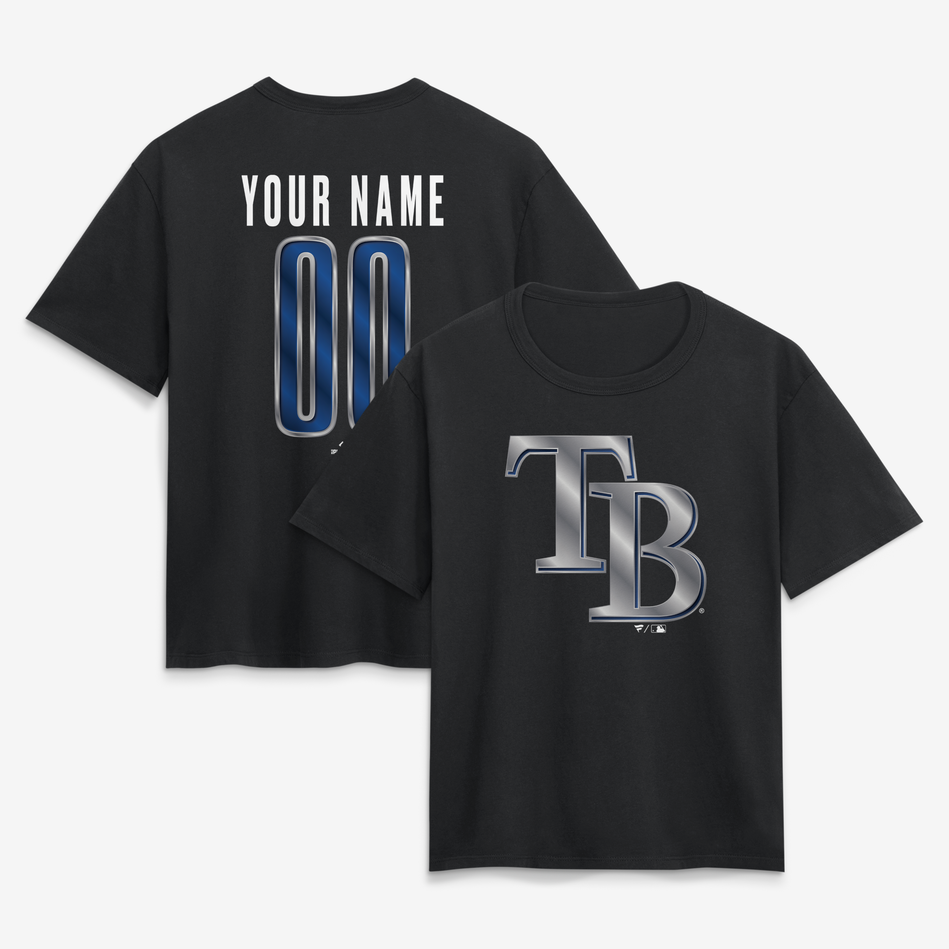 Women’s Black Tampa Bay Rays Metallic Mascot Personalized Name & Number T-Shirt Women’s Black Tampa Bay Rays Metallic Mascot Personalized Name & Number T-Shirt