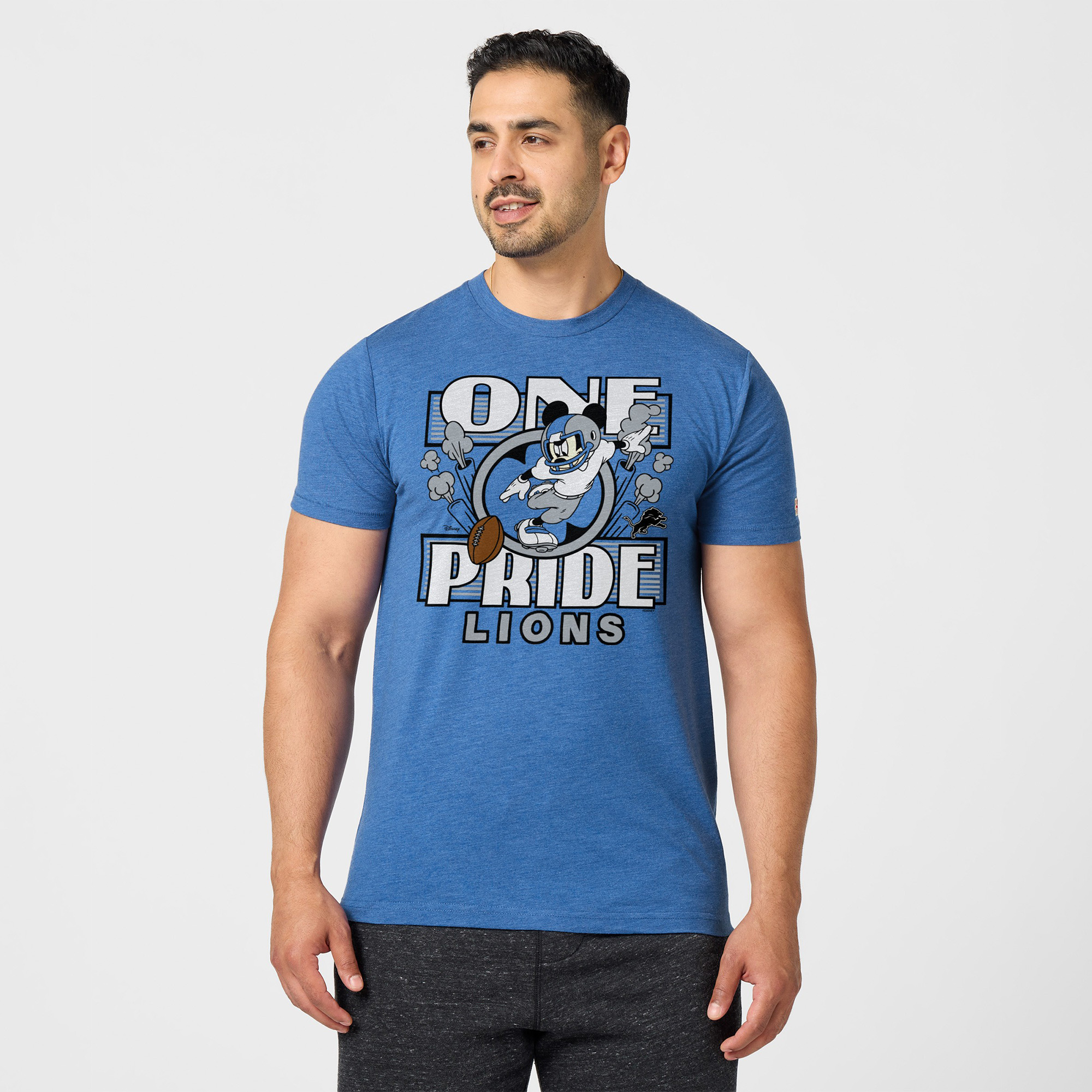Unisex Homage Royal Detroit Lions x Mickey Mouse Tri-Blend T-Shirt